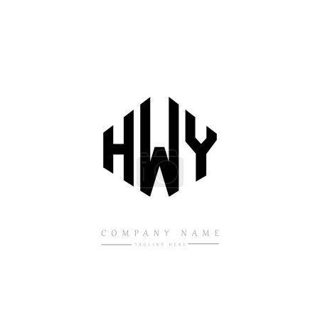 Téléchargez les illustrations : HWY letter logo design with polygon shape. HWY polygon and cube shape logo design. HWY hexagon vector logo template white and black colors. HWY monogram, business and real estate logo. - en licence libre de droit