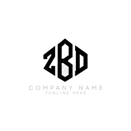 Illustration for ZBD letter logo design with polygon shape. ZBD polygon logo monogram. ZBD cube logo design. ZBD hexagon vector logo template white and black colors. ZBD monogram, ZBD business and real estate logo. - Royalty Free Image