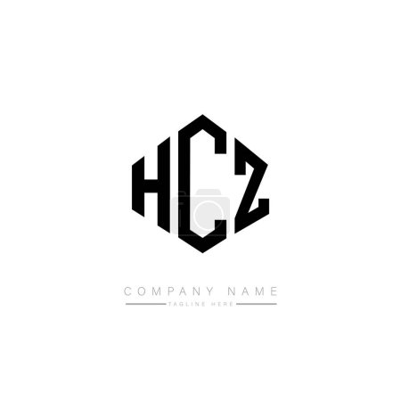 Illustration for HCZ letter logo design with polygon shape. HCZ polygon and cube shape logo design. HCZ hexagon vector logo template white and black colors. HCZ monogram, business and real estate logo. - Royalty Free Image