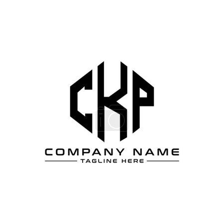 Illustration for CKP letter logo design with polygon shape. CKP polygon and cube shape logo design. CKP hexagon vector logo template white and black colors. CKP monogram, business and real estate logo. - Royalty Free Image
