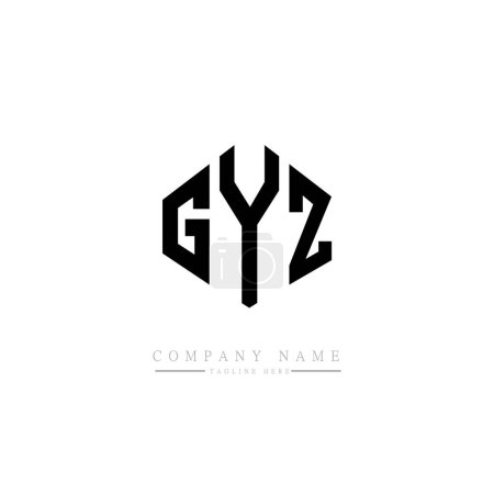 Illustration for GYZ letter logo design with polygon shape. Cube shape logo design. Hexagon vector logo template white and black colors. Monogram, business and real estate logo. - Royalty Free Image