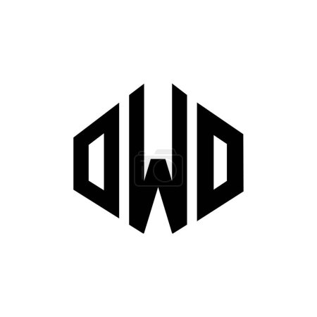 Illustration for OWO letter logo design with polygon shape. OWO polygon and cube shape logo design. OWO hexagon vector logo template white and black colors. OWO monogram, business and real estate logo. - Royalty Free Image