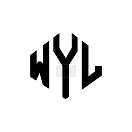 Illustration for WYL letter logo design with polygon shape. WYL polygon and cube shape logo design. WYL hexagon vector logo template white and black colors. WYL monogram, business and real estate logo. - Royalty Free Image