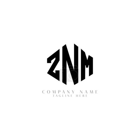 Ilustración de Diseño del logotipo de la letra ZNM con forma de polígono. Diseño de logotipo en forma de polígono y cubo ZNM. Plantilla de logotipo de vector hexágono ZNM colores blanco y negro. Monograma de ZNM, logotipo de negocios y bienes raíces. - Imagen libre de derechos