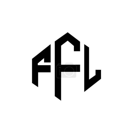 Illustration for FFL letter logo design with polygon shape. FFL polygon and cube shape logo design. FFL hexagon vector logo template white and black colors. FFL monogram, business and real estate logo. - Royalty Free Image