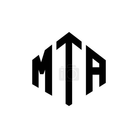 Ilustración de MTA letter logo design with polygon shape. MTA polygon and cube shape logo design. MTA hexagon vector logo template white and black colors. MTA monogram, business and real estate logo. - Imagen libre de derechos