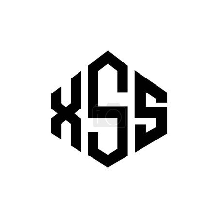 Téléchargez les illustrations : Modèle de logo de lettre XSS avec forme de polygone. Polygone XSS et conception de logo en forme de cube. Modèle de logo vectoriel XSS hexagone couleurs blanches et noires. Monogramme XSS, logo commercial et immobilier. - en licence libre de droit
