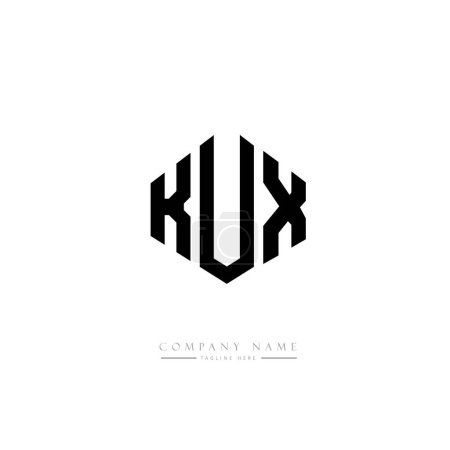Ilustración de Diseño del logotipo de la letra KUX con forma de polígono. Diseño del logotipo en forma de cubo. Plantilla de logotipo de vector hexágono colores blanco y negro. Logotipo del monograma, del negocio y de bienes raíces. - Imagen libre de derechos
