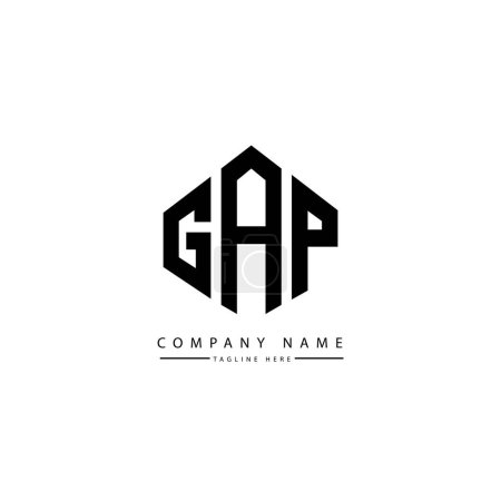 Illustration for GAP letter logo design with polygon shape. Cube shape logo design. Hexagon vector logo template white and black colors. Monogram, business and real estate logo. - Royalty Free Image