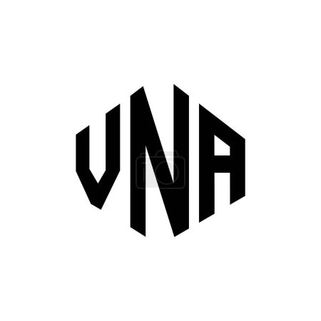 Illustration for VNA letter logo design with polygon shape. VNA polygon and cube shape logo design. VNA hexagon vector logo template white and black colors. VNA monogram, business and real estate logo. - Royalty Free Image
