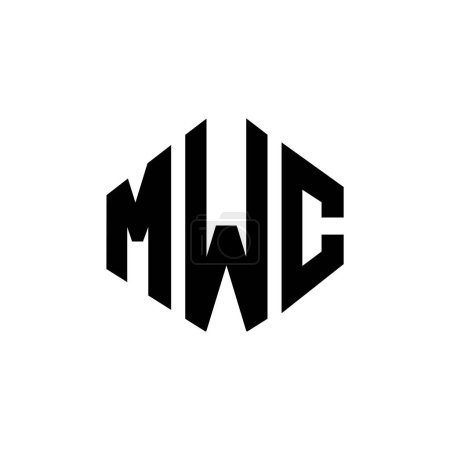 Illustration for MWC letter logo design with polygon shape. MWC polygon and cube shape logo design. MWC hexagon vector logo template white and black colors. MWC monogram, business and real estate logo. - Royalty Free Image