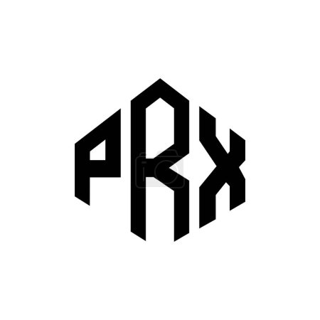Ilustración de PRX letter logo design with polygon shape. PRX polygon and cube shape logo design. PRX hexagon vector logo template white and black colors. PRX monogram, business and real estate logo. - Imagen libre de derechos