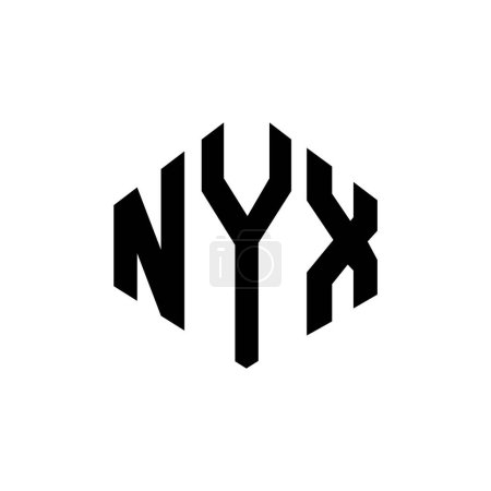Téléchargez les illustrations : New York lettre logo design avec forme de polygone. NYX polygone et forme de cube logo design. Modèle de logo vectoriel NYX hexagone couleurs blanches et noires. Monogramme NYX, logo commercial et immobilier. - en licence libre de droit
