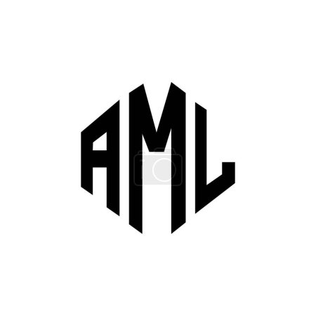 Ilustración de AML letter logo design with polygon shape. AML polygon and cube shape logo design. AML hexagon vector logo template white and black colors. AML monogram, business and real estate logo. - Imagen libre de derechos