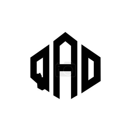 Ilustración de Diseño del logotipo de la letra QAO con forma de polígono. Diseño del logotipo en forma de polígono y cubo de QAO. Plantilla de logotipo de vectores hexágono QAO colores blanco y negro. Monograma de QAO, logotipo de negocios y bienes raíces. - Imagen libre de derechos