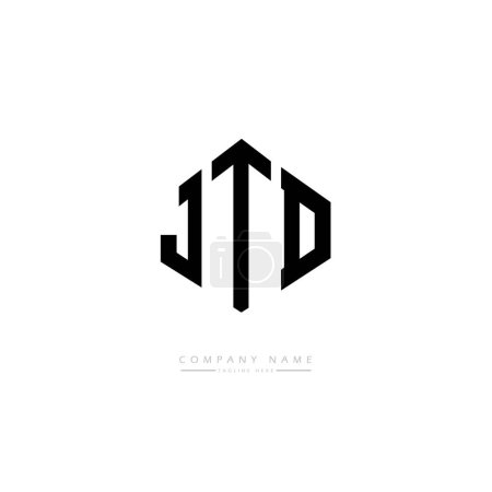 Illustration for JTD letter logo design with polygon shape. JTD polygon and cube shape logo design. JTD hexagon vector logo template white and black colors. JTD monogram, business and real estate logo. - Royalty Free Image