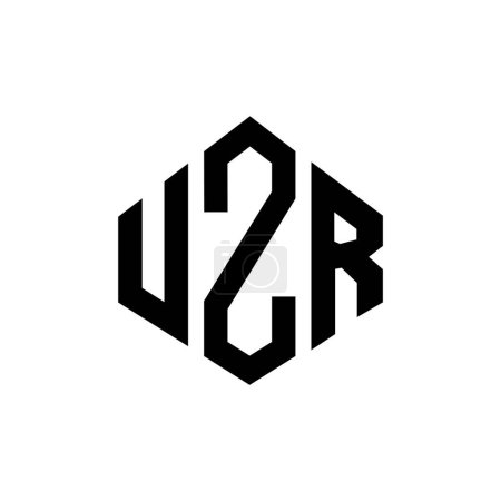 Illustration for UZR letter logo design with polygon shape. UZR polygon and cube shape logo design. UZR hexagon vector logo template white and black colors. UZR monogram, business and real estate logo. - Royalty Free Image