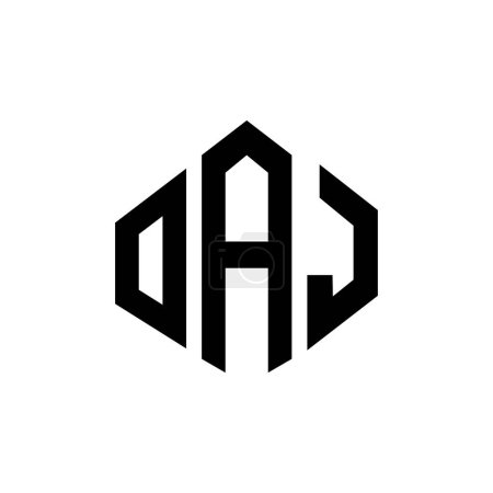 Illustration for OAJ letter logo design with polygon shape. OAJ polygon and cube shape logo design. OAJ hexagon vector logo template white and black colors. OAJ monogram, business and real estate logo. - Royalty Free Image