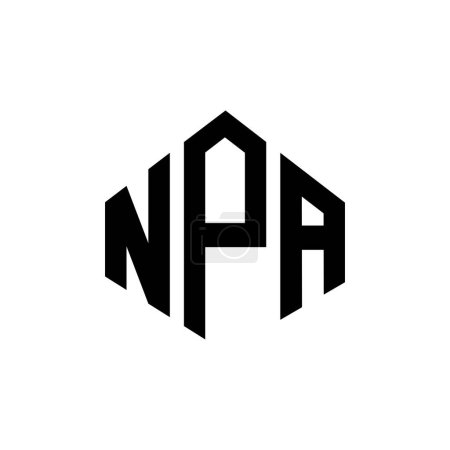 Illustration for NPA letter logo design with polygon shape. NPA polygon and cube shape logo design. NPA hexagon vector logo template white and black colors. NPA monogram, business and real estate logo. - Royalty Free Image