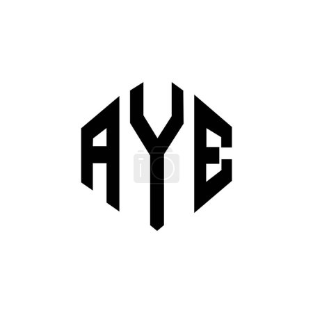 Ilustración de Diseño del logotipo de la letra AYE con forma de polígono. Diseño de logotipo en forma de polígono y cubo AYE. Plantilla de logotipo de hexágono AYE colores blanco y negro. Monograma AYE, logotipo de negocios e inmuebles. - Imagen libre de derechos