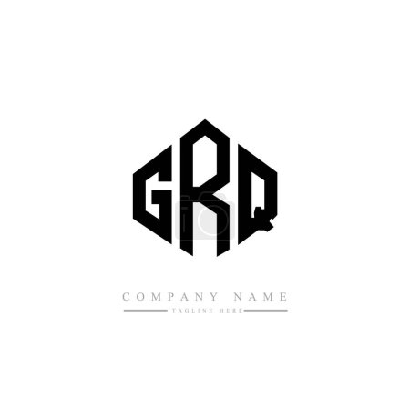 Illustration for GRQ letter logo design with polygon shape. Cube shape logo design. Hexagon vector logo template white and black colors. Monogram, business and real estate logo. - Royalty Free Image
