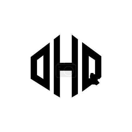 Téléchargez les illustrations : OHQ lettre logo design avec forme de polygone. OHQ polygone et conception de logo en forme de cube. Modèle de logo vectoriel OHQ hexagone couleurs blanches et noires. OHQ logo monogramme, commercial et immobilier. - en licence libre de droit