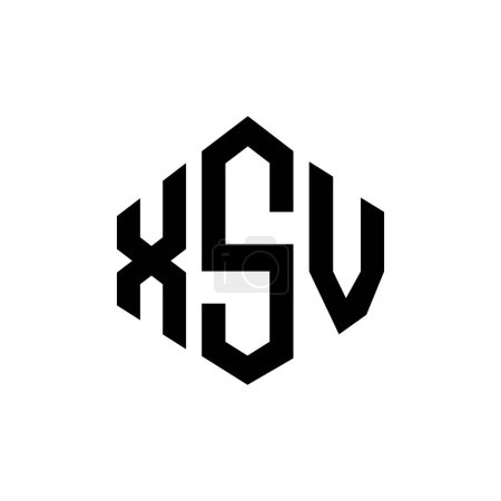 Illustration for XSV letter logo design with polygon shape. XSV polygon and cube shape logo design. XSV hexagon vector logo template white and black colors. XSV monogram, business and real estate logo. - Royalty Free Image