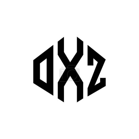 Téléchargez les illustrations : OXZ lettre logo design avec forme de polygone. Logo en forme de cube et polygone OXZ. Modèle de logo vectoriel hexagonal OXZ blanc et noir. Monogramme OXZ, logo commercial et immobilier. - en licence libre de droit