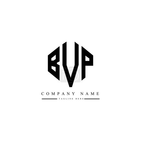 Téléchargez les illustrations : BVP lettre logo design avec forme de polygone. BVP polygone et forme de cube logo design. Modèle de logo vectoriel hexagonal BVP blanc et noir. Monogramme BVP, logo commercial et immobilier. - en licence libre de droit
