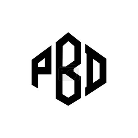 Téléchargez les illustrations : PBD lettre logo design avec forme de polygone. PBD polygone et forme de cube logo design. Modèle de logo vectoriel PBD hexagone couleurs blanches et noires. Monogramme PBD, logo commercial et immobilier. - en licence libre de droit