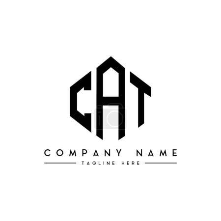 Ilustración de Diseño del logotipo de la letra CAT con forma de polígono. Diseño del logotipo en forma de cubo y polígono CAT. Plantilla de logotipo de vector hexágono CAT colores blanco y negro. Monograma CAT, logotipo comercial e inmobiliario. - Imagen libre de derechos