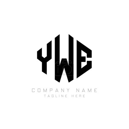 Téléchargez les illustrations : YWE letter logo design with polygon shape. YWE polygon and cube shape logo design. YWE hexagon vector logo template white and black colors. YWE monogram, business and real estate logo. - en licence libre de droit