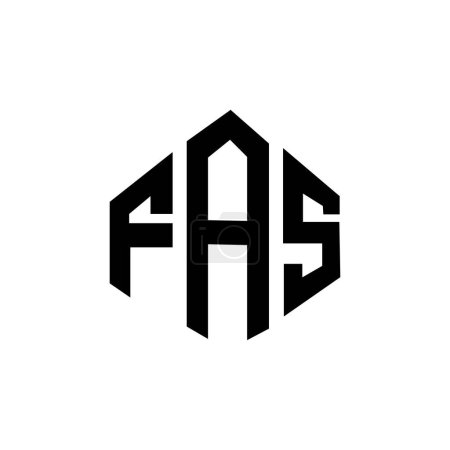 Illustration for FAS letter logo design with polygon shape. FAS polygon and cube shape logo design. FAS hexagon vector logo template white and black colors. FAS monogram, business and real estate logo. - Royalty Free Image
