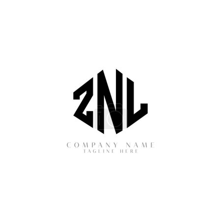 Illustration for ZNL letter logo design with polygon shape. ZNL polygon and cube shape logo design. ZNL hexagon vector logo template white and black colors. ZNL monogram, business and real estate logo. - Royalty Free Image