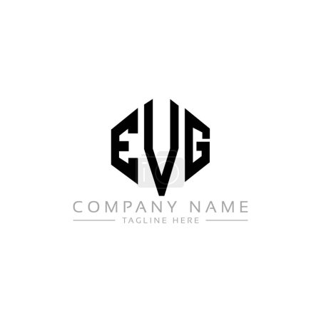 Illustration for EVG letter logo design with polygon shape. EVG polygon and cube shape logo design. EVG hexagon vector logo template white and black colors. EVG monogram, business and real estate logo. - Royalty Free Image