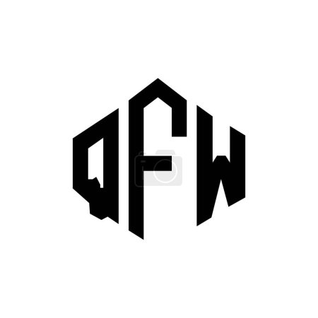 Illustration for QFW letter logo design with polygon shape. QFW polygon and cube shape logo design. QFW hexagon vector logo template white and black colors. QFW monogram, business and real estate logo. - Royalty Free Image