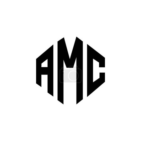 Ilustración de AMC letter logo design with polygon shape. AMC polygon and cube shape logo design. AMC hexagon vector logo template white and black colors. AMC monogram, business and real estate logo. - Imagen libre de derechos