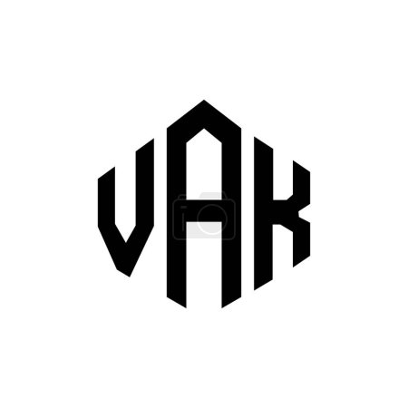 Ilustración de VAK letter logo design with polygon shape. VAK polygon and cube shape logo design. VAK hexagon vector logo template white and black colors. VAK monogram, business and real estate logo. - Imagen libre de derechos