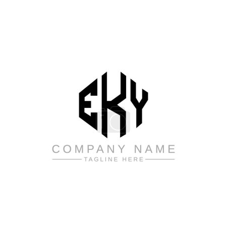 Illustration for EKY letter logo design with polygon shape. EKY polygon and cube shape logo design. EKY hexagon vector logo template white and black colors. EKY monogram, business and real estate logo. - Royalty Free Image