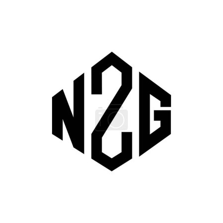 Illustration for NZG letter logo design with polygon shape. NZG polygon and cube shape logo design. NZG hexagon vector logo template white and black colors. NZG monogram, business and real estate logo. - Royalty Free Image