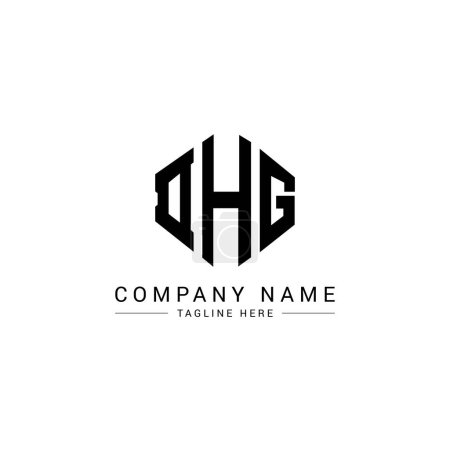 Illustration for DHG letter logo design with polygon shape. DHG polygon and cube shape logo design. DHG hexagon vector logo template white and black colors. DHG monogram, business and real estate logo. - Royalty Free Image