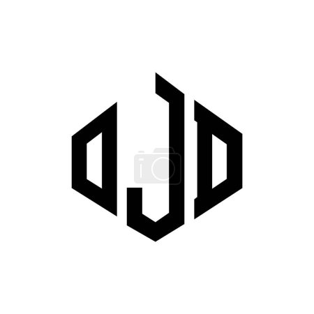 Téléchargez les illustrations : OJD lettre logo design avec forme de polygone. OJD polygone et forme de cube logo design. Modèle de logo vectoriel hexagonal OJD couleurs blanches et noires. Monogramme JOD, logo commercial et immobilier. - en licence libre de droit