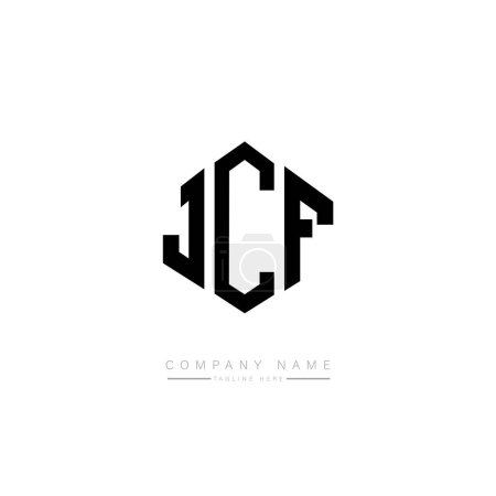 Illustration for JCF letter logo design with polygon shape. JCF polygon and cube shape logo design. JCF hexagon vector logo template white and black colors. JCF monogram, business and real estate logo. - Royalty Free Image