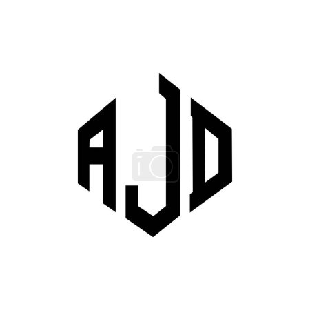 Ilustración de AJD letter logo design with polygon shape. AJD polygon and cube shape logo design. AJD hexagon vector logo template white and black colors. AJD monogram, business and real estate logo. - Imagen libre de derechos