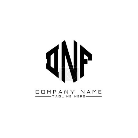 Illustration for DNF letter logo design with polygon shape. DNF polygon and cube shape logo design. DNF hexagon vector logo template white and black colors. DNF monogram, business and real estate logo. - Royalty Free Image