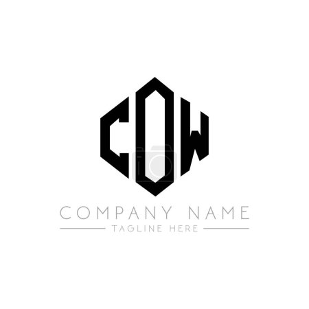 Illustration for COW letter logo design with polygon shape. COW polygon and cube shape logo design. COW hexagon vector logo template white and black colors. COW monogram, business and real estate logo. - Royalty Free Image