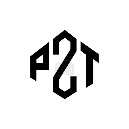 Téléchargez les illustrations : PZT letter logo design with polygon shape. PZT polygon and cube shape logo design. PZT hexagon vector logo template white and black colors. PZT monogram, business and real estate logo. - en licence libre de droit
