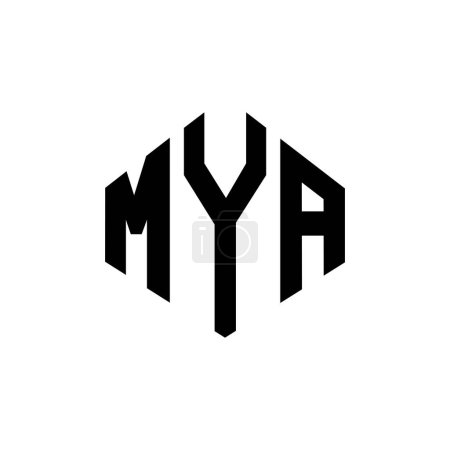 Téléchargez les illustrations : MYA letter logo design with polygon shape. MYA polygon and cube shape logo design. MYA hexagon vector logo template white and black colors. MYA monogram, business and real estate logo. - en licence libre de droit