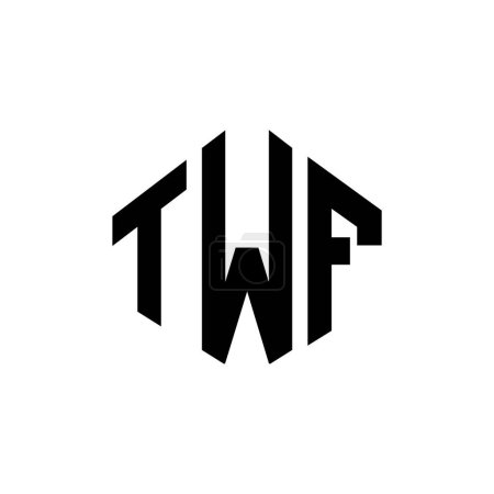 Illustration for TWF letter logo design with polygon shape. TWF polygon and cube shape logo design. TWF hexagon vector logo template white and black colors. TWF monogram, business and real estate logo. - Royalty Free Image
