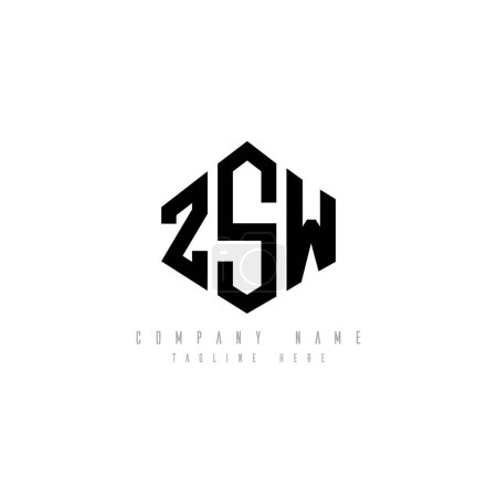 Illustration for ZSW letter logo design with polygon shape. ZSW polygon and cube shape logo design. ZSW hexagon vector logo template white and black colors. ZSW monogram, business and real estate logo. - Royalty Free Image